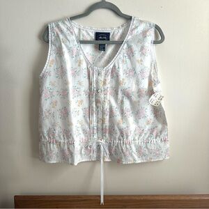 Vintage Allen Solly Floral Lace Trim Sleeveless Top